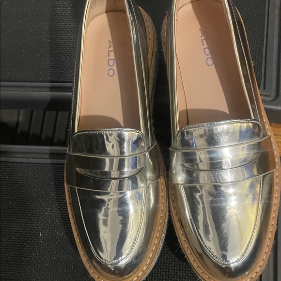 Aldo Shoes - Aldo Metallic Silver Penny Loafers